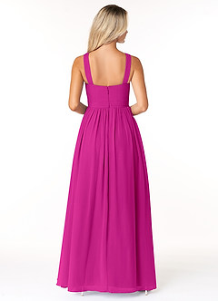 Azazie Elvira Jurken voor bruidsmeisjes Jurk van Chiffon met A-Lijn Geplooid Fuchsia image2