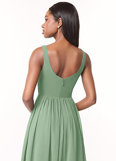 Azazie Keyla Jurken voor bruidsmeisjes Jurk van Chiffon met A-Lijn V-hals geplooid Matcha image4