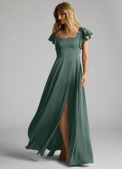 Azazie Bondi Brautjungfernkleider A-Linie Schleifen Stretch-Satin Kleid Seemoos image6