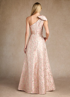 Azazie Easton Mother of the Bride Dresses Dusty Rose A-Line One Shoulder Jacquard Dress image3