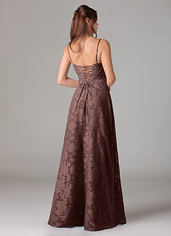 Azazie Valentine Suknie dla druhen Linia A Dekolt w kształcie serca Kwiatowe wypalenie Do ziemi Sukienka image5