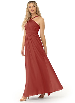 Azazie Kielle Final Sale Mulberry A-Line Pleated Chiffon Dress image3