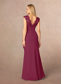 Azazie Gladys Abiti per la Madre della Sposa Abito A-Line in Chiffon in Pizzo con Scollo Queen Anne Gelso image4