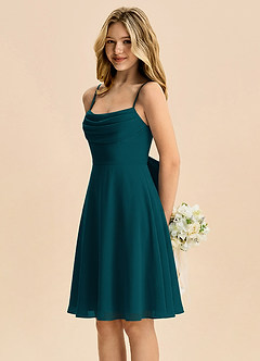 Azazie Bear Junior Pine A-Line Pleated Chiffon Dress image4