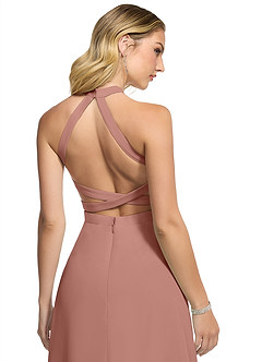 Azazie Clarice Bridesmaid Dresses Cedar Rose A-Line Halter Chiffon Dress image5