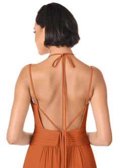 Azazie Farren Bridesmaid Dresses Cinnamon A-Line Pleated Chiffon Convertible Dress image6