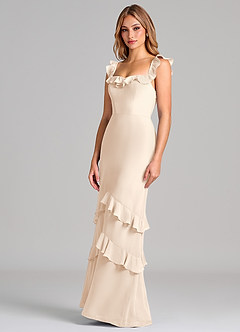 Azazie Marilynn 신부 들러리 드레스 인어 오프 더 숄더 쉬폰 바닥 길이 드레스 image7