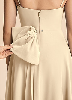 Azazie Bear Junior Champagne A-Line Pleated Chiffon Dress image8