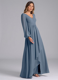 Azazie Omari Bridesmaid Dresses Twilight A-Line Long Sleeve Chiffon Dress image5