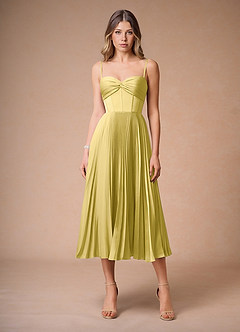 Léna Pastel Yellow Pleated Midi Dress image4