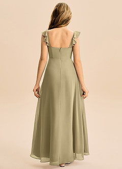 Azazie Mavie Junior Abito A-Line in Chiffon Increspato Verde Muschio image2