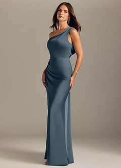 Azazie Madelyn Brautjungfernkleider Wandelbar Meerjungfrau-Linie Schulterfrei Stretch-Satin Kleid Zwielichtviolett image3