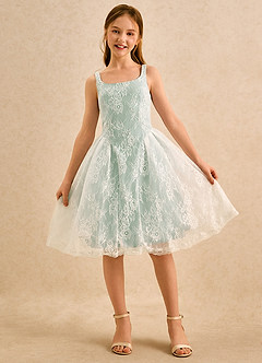 Azazie Cubbie Girls Formal Blumenmädchenkleider A-Linie Spitze Kleid Agave image4
