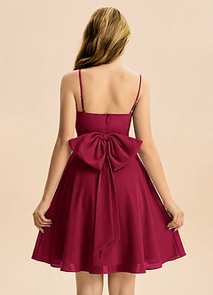 Azazie Bear Junior Burgundy A-Line Pleated Chiffon Dress image2
