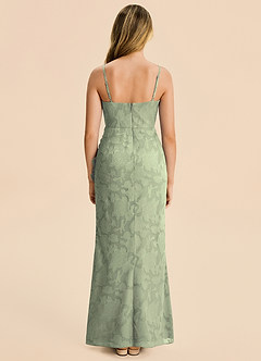 Azazie Buzzy Junior Agave Sheath Pleated Chiffon Dress image2
