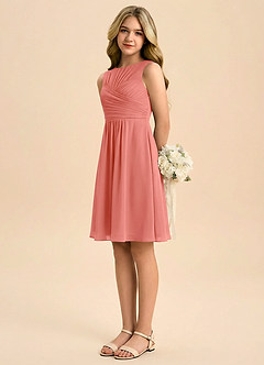 Azazie Skyla Junior Linia A Pofałdowany Szyfon Mini Młodsza druhna Sukienka image4