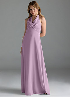 Azazie Tessie Junior Wisteria A-Line Pleated Chiffon Dress image1
