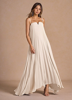 Nahla Cream Allover Pleated Maxi Dress image3