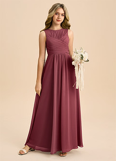 Azazie Skyla Junior A-Linie Plissee Chiffon Kleid Merlot image6