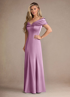 Azazie Auberdeen Mother of the Bride Dresses Wisteria Mermaid Pleated Stretch Satin Dress image4