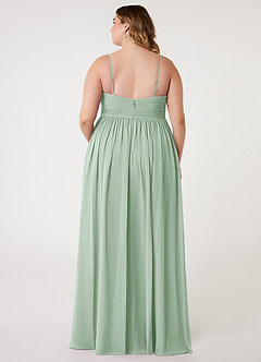 Azazie Alia Bridesmaid Dresses Agave A-Line Pleated Chiffon Dress image7