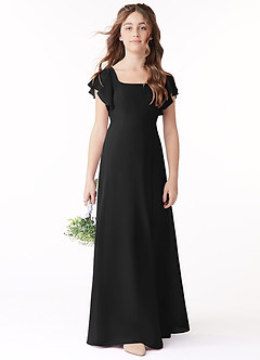 Black Azazie Bondi JBD Junior Bridesmaid Dresses | Azazie