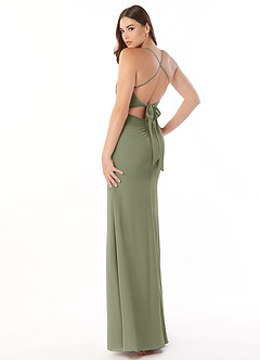 Azazie Aribella Bridesmaid Dresses Pistachio Sheath Ruched Chiffon Dress image4