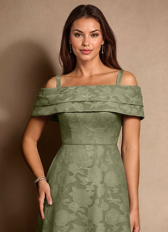 Azazie New Britain Mother of the Bride Dresses Pistachio A-Line Pleated Floral Burnout Dress image6