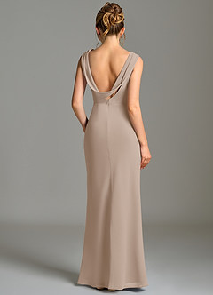Azazie Kieryn Bridesmaid Dresses Taupe Mermaid Pleated Chiffon Dress image2