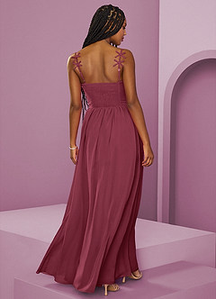 Barbie ♥ Azazie Vestidos de damas de honor Vestido de Merlot de Gasa de Corte en A con Plisado image6