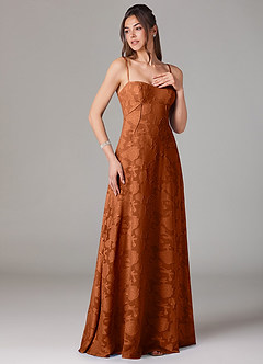 Azazie Valentine Suknie dla druhen Linia A Dekolt w kształcie serca Kwiatowe wypalenie Do ziemi Sukienka image3