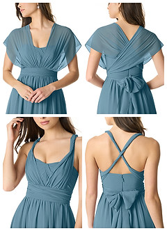 Azazie Olani Bridesmaid Dresses Bermuda A-Line One Shoulder Chiffon Convertible Dress image6