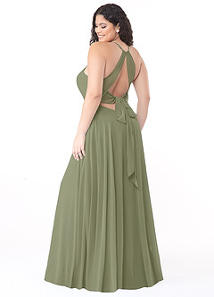 Azazie Evalleen Robes de demoiselle d'honneur Robe Trapèze en Mousseline de soie Plissée Pistache image8