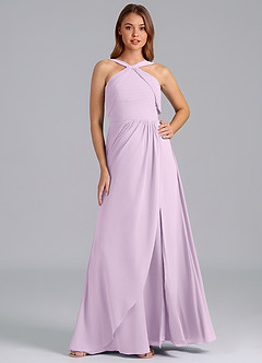 Azazie Mianna Jurken voor bruidsmeisjes Jurk van Chiffon met A-Lijn Geplooid Frosted Lila image1