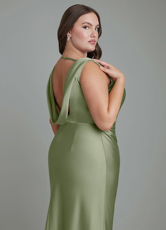 Azazie Kieryn Brautjungfernkleider Meerjungfrau-Linie Plissee Stretch-Satin Kleid Pistazie image13