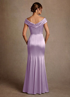 Azazie Aberdeen vestidos de madre de la novia Vestido de Lila Esmerilada de Satén Elástico de Corte Recto con Plisado image2