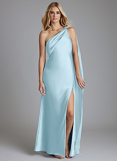 Azazie Loreen Suknie dla druhen Syrena Jedno ramię Satyna elastyczna Do ziemi Sukienka image5