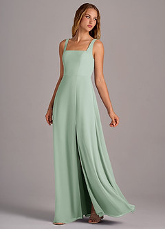 Azazie Debra Bridesmaid Dresses Agave A-Line with Pockets Chiffon Convertible Dress image2
