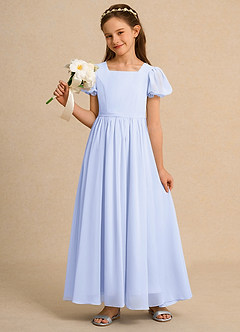 Azazie Lilia Junior Formal Flower Girl Dresses Lavender A-Line with Sleeves Chiffon Dress image1