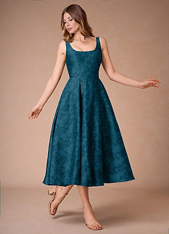 Inès Navy Black Pleated Midi Dress image5