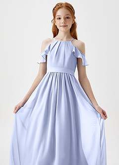 Azazie Chaya Junior Vestido de Hielo de Gasa de Corte En A con Vestidos sin tirantes image1