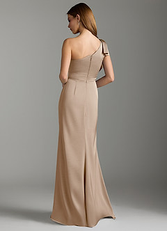 Azazie Rinna Robes de demoiselle d'honneur Robe Sirène en Satin extensible Rayé Taupe image8
