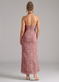Azazie Marlissa Bridesmaid Dresses Dusty Rose Sheath Pleated Floral Burnout Dress image2