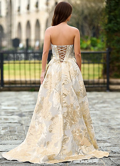 Thalia Champagne Abito da ballo a trapezio con lacci Enchanted Garden image2