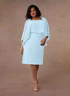 Azazie Maryam Abiti per la Madre della Sposa Abito Tubino in Chiffon Pizzo Azzurro image7