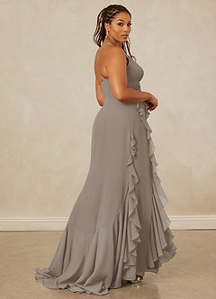 Christian Siriano Bridal for Azazie 1006 Robes de demoiselle d'honneur Robe Sirène en Mousseline de soie Rayé Taupe image9