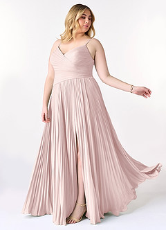 Azazie Vini Abiti da Damigella Abito A-Line in Chiffon con Scollo a V a Pieghe Rosa Rossore image10