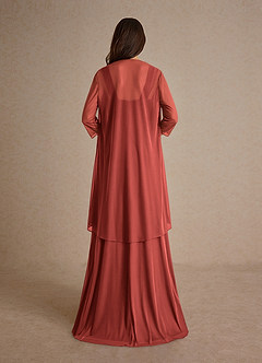 Azazie Clinton Mother of the Bride Dresses Terracotta A-Line Pleated Mesh Dress image3