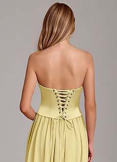 Azazie Cadence Bridesmaid Dresses Lemon Sorbet A-Line Corset Stretch Satin Convertible Dress image6
