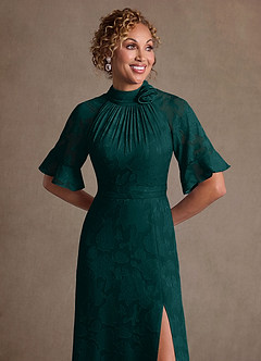 Azazie Hypatia Klänningar till brudens mor Klä Tubklänning i Blommig Utbrändhet Plisserad Tallgrön image6